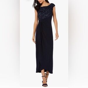 Connected Apparel Womens Textured Ruched Semi-Formal Dress
